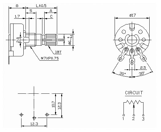 R17N1-B50K, L-15KC резистор переменный 50кОм (рис.2)