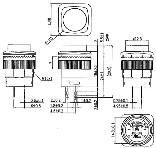 габаритные размеры R13-508AL