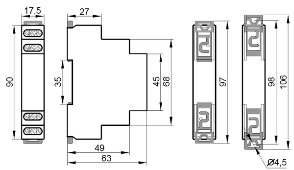 РКН-3-17-15 АС58В/AC100В УХЛ4 реле контроля 3-х фазн. Напряжения (рис.2)