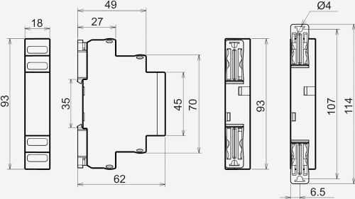 Габаритные размеры реле РКН-3-17-15