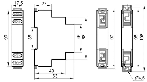 РКН-3-18-15 AC230В/AC400В УХЛ4 реле контроля 3-х фазн. Напряжения (рис.2)