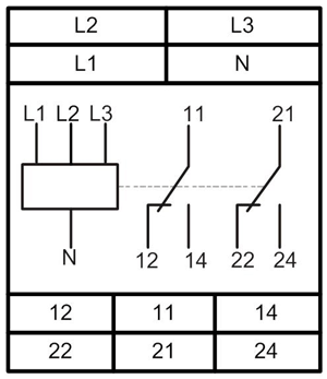 РКН-3-25-15 АС230В/AC400В УХЛ4 реле контроля 3-х фазн. Напряжения (рис.3)