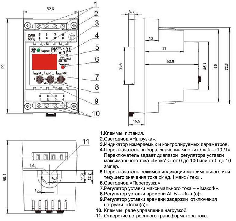 Габаритные размеры РМТ-101