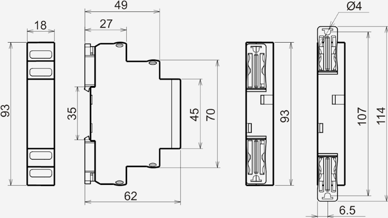 Размеры реле РТ-М01-1-15