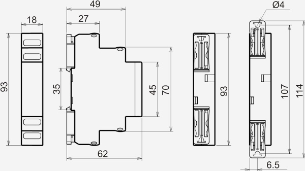 Габаритные размеры реле РВП-3-1