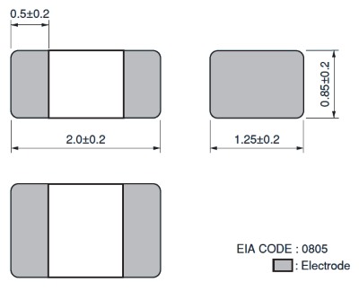 BLM21RK102SN1D фильтр индуктивный 1 кОм 0805 (рис.2)