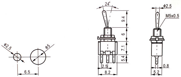 SMTS-102-A2 переключатель SPDT 3P ON-ON (рис.1)