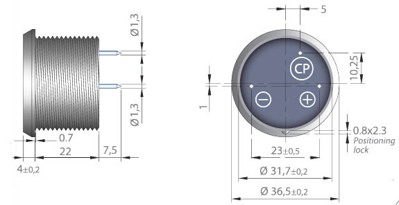 Габариты генератора SC235A со штыревыми выводами
