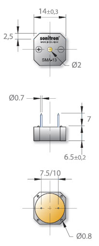 SMA-13LC-P10 излучатель звука пьезо (рис.2)