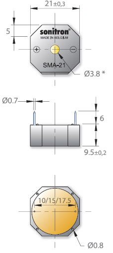 SMA-21LC-P17.5 излучатель звука пьезо (рис.2)