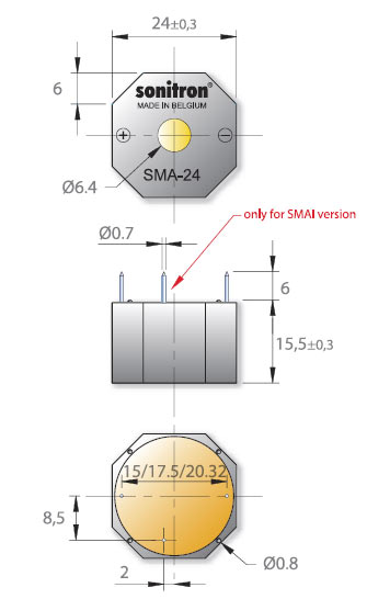 SMA-24-P17.5 излучатель звука пьезо (рис.2)