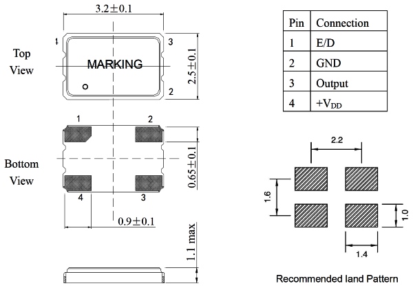 Габаритные размеры корпуса SMD3225
