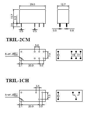 TRIL-5VDC-SB-2CM реле эл.магнитное 2-полюсн. 5мм (рис.2)