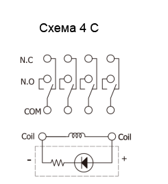 TRY-220VAC-S-4CL реле c LED электромагн. 5А, 220В AC (рис.3)