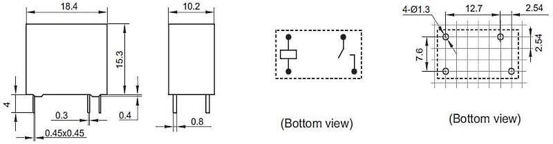 Габаритные и посадочные размеры реле TRCA