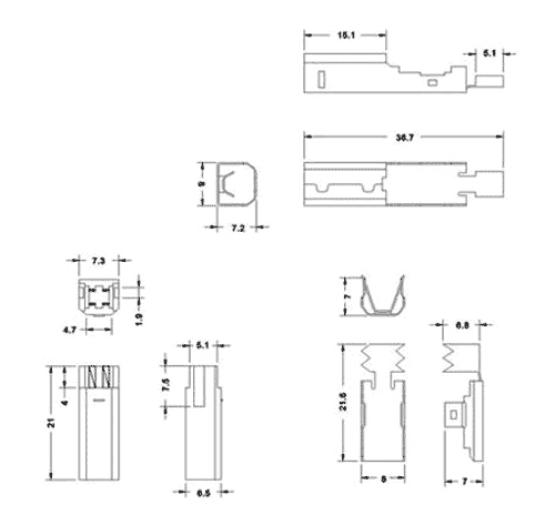 USBB-SP-1 USB вилка на кабель(пайка), B, тип 1 (рис.2)