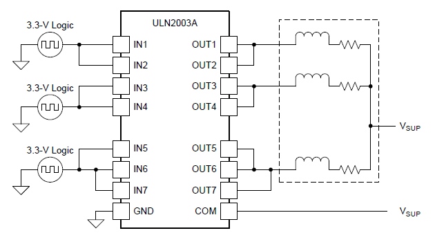 Микросхема uln2003a схема подключения