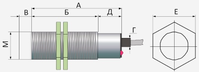 Габаритные размеры индуктивного датчика ВИКО-Е