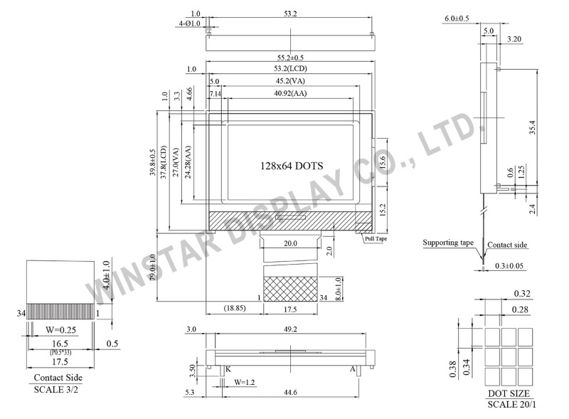 Габаритные размеры WO12864C2
