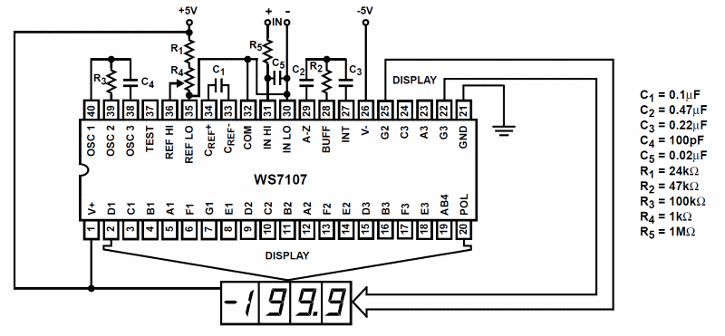 WS7107CPL вольтметр с 3 1/2 LED-драйвером